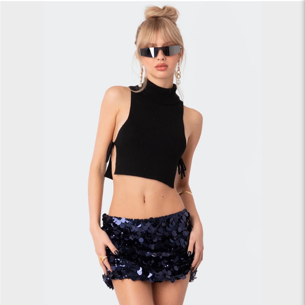 NWT Edikted : Knitted Black Side Tie Tank Top